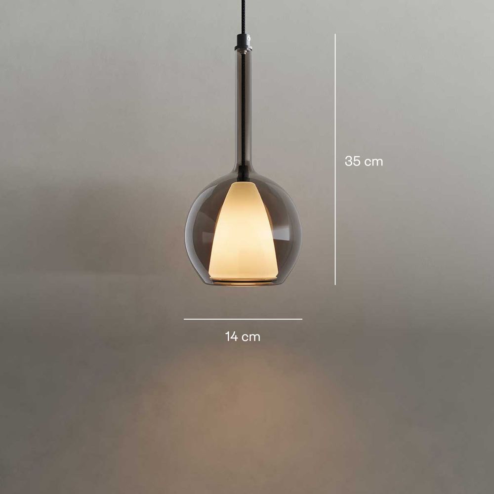 s.luce Belluna glass pendant light 150cm textile cable