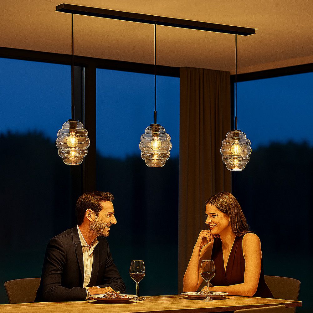 s.luce Echos dining table hanging lamp 3-light 120cm Ø 18cm