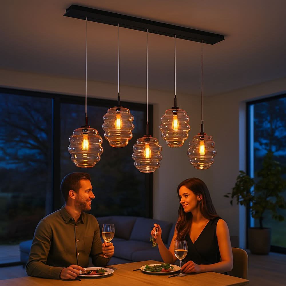 s.luce Echos dining table lamp 5-flame 160cm canopy Ø 25cm