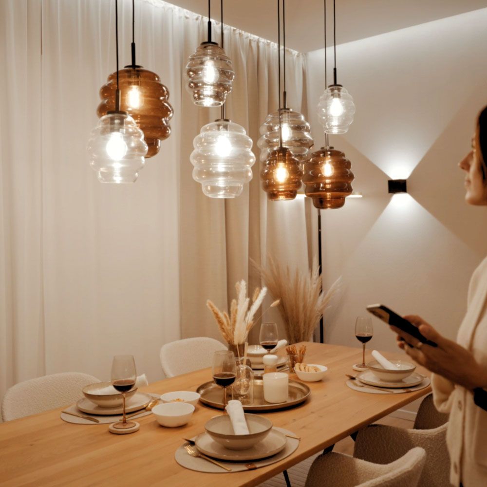 s.luce Echos dining table lamp 5-flame 160cm canopy Ø 25cm