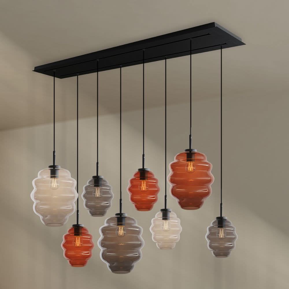 s.luce Echos dining table lamp 8-light 160cm 2-row Ø 18/25cm