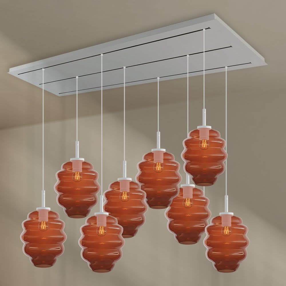 s.luce Echos dining table lamp 8-flame 200cm 3-row Ø 25cm