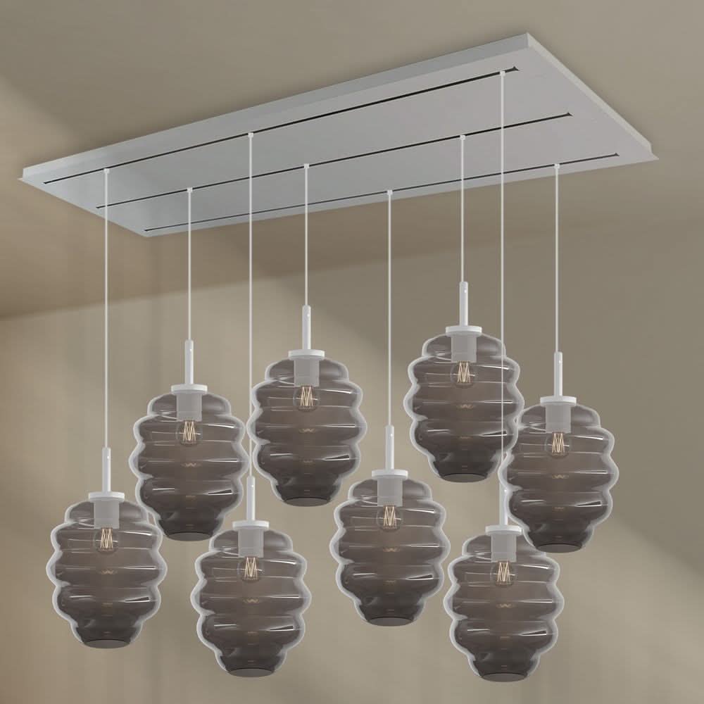 s.luce Echos dining table lamp 8-flame 200cm 3-row Ø 25cm
