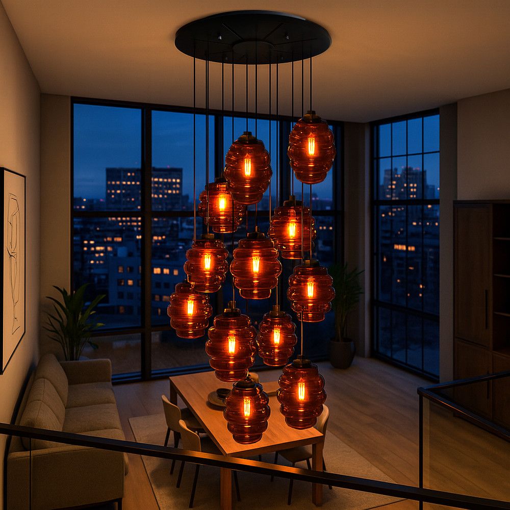 s.luce Echos gallery light 12-flame Ø 80cm canopy Ø 18/25cm