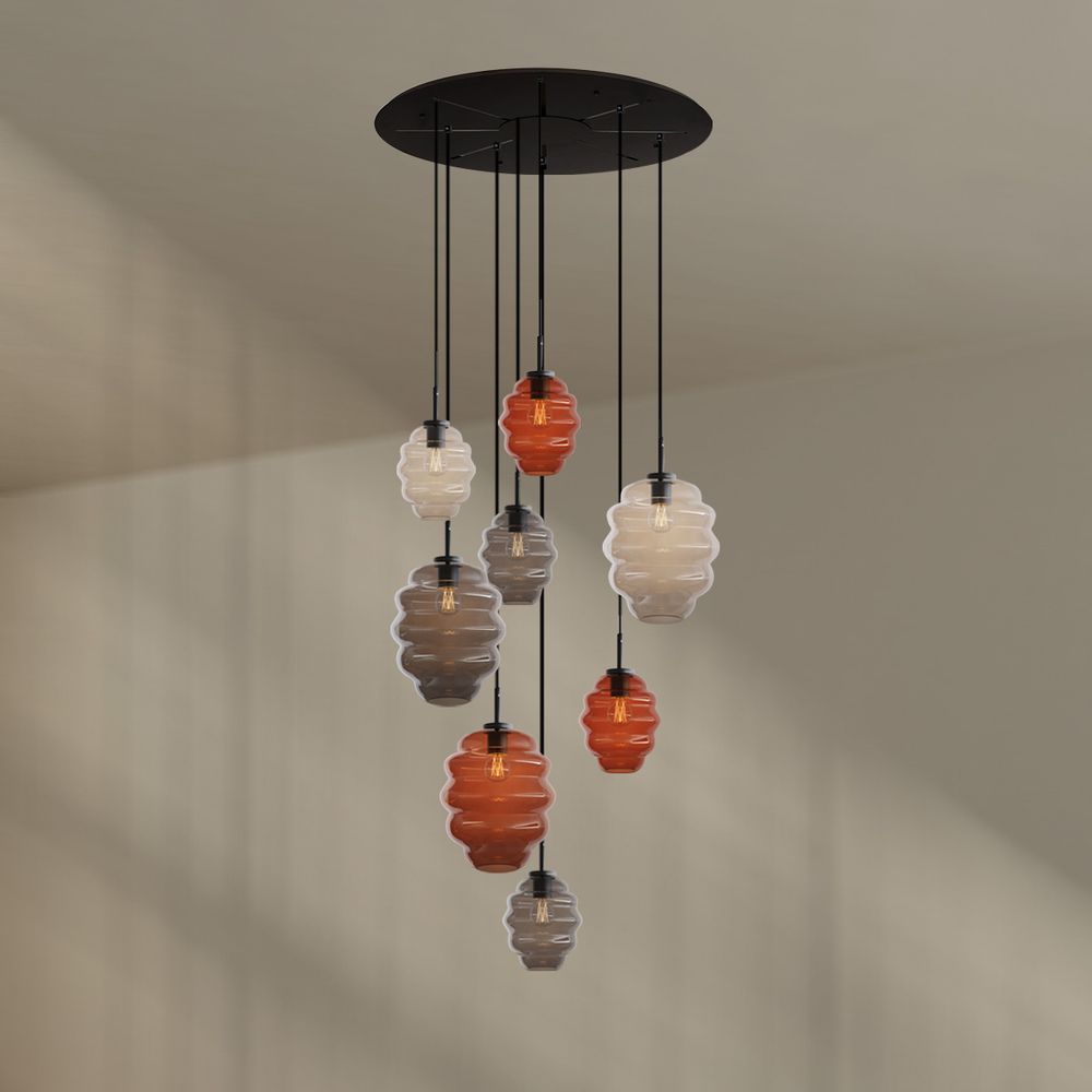 s.luce Echos gallery light 8-flame Ø 80cm canopy, Ø 18/25cm