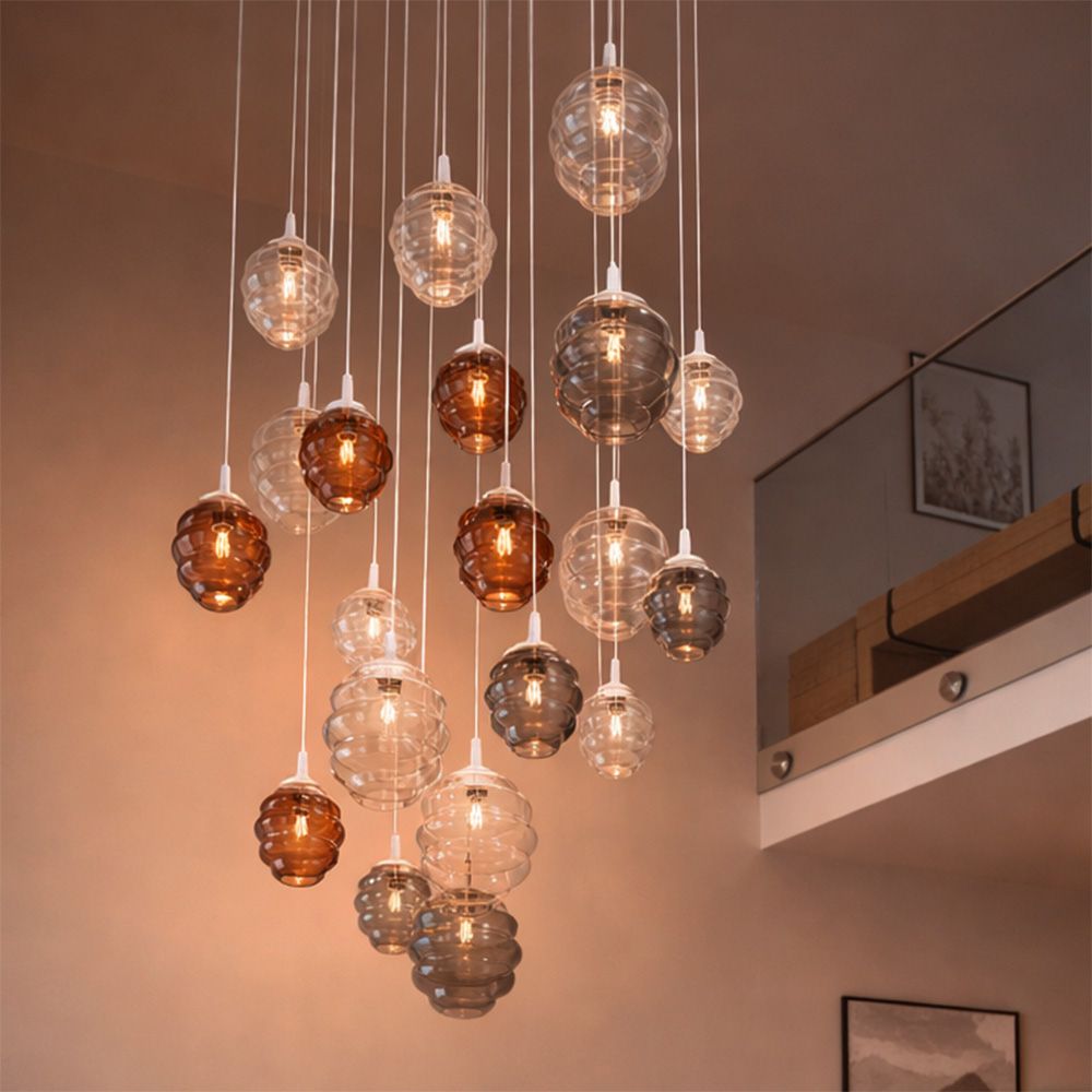 s.luce Echos glass gallery pendant light suspension 500cm white