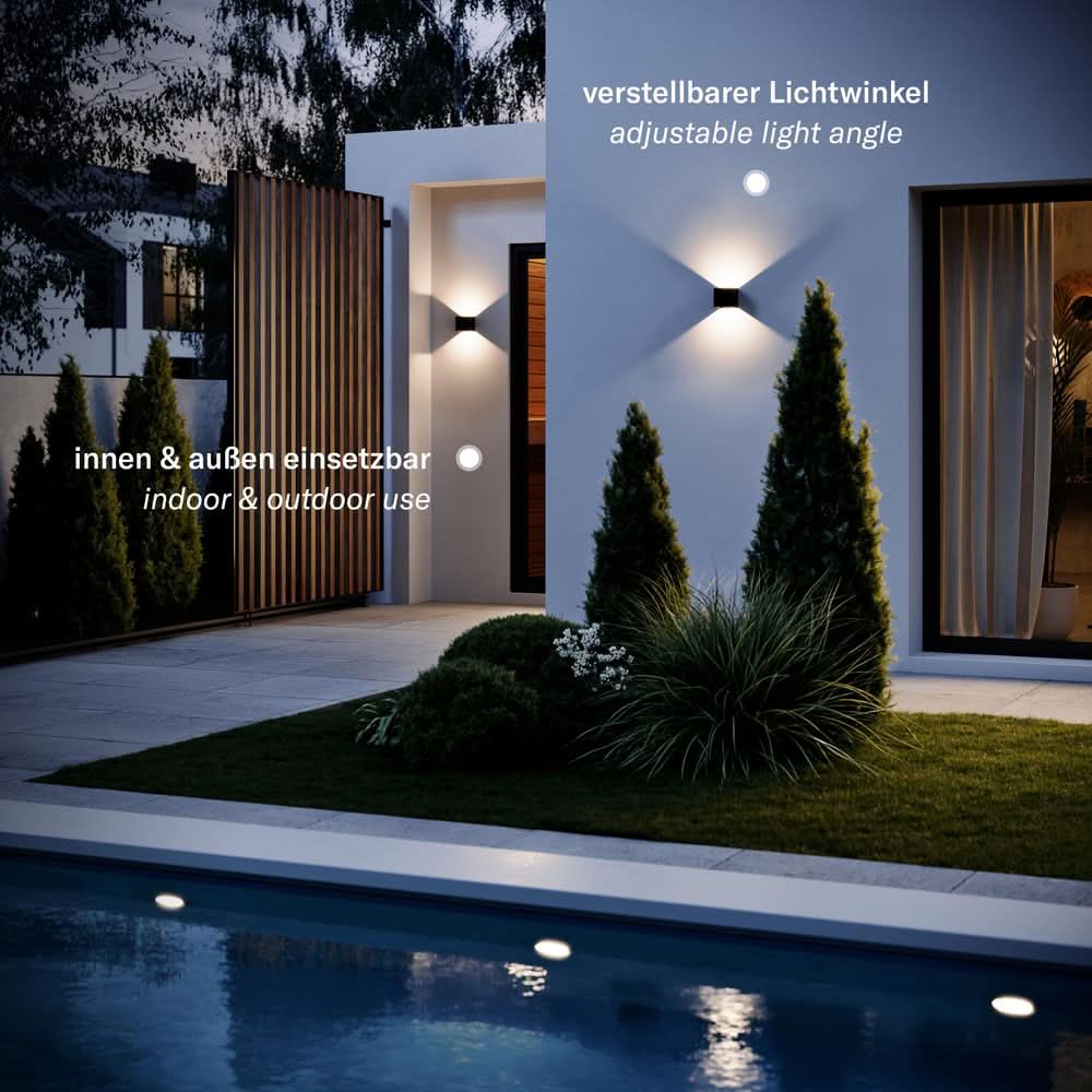 s.luce Ixa LED wall lamp adjustable angle indoor & outdoor IP44