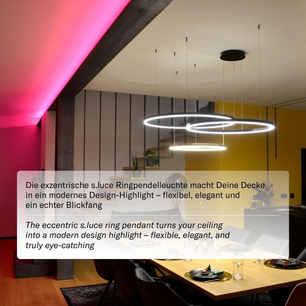 s.luce LED ring pendant light 3-light eccentric