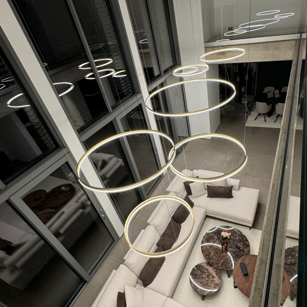 s.luce LED ring pendant lamp 5-flame eccentric