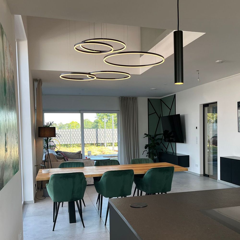 s.luce LED ring pendant lamp 5-flame eccentric