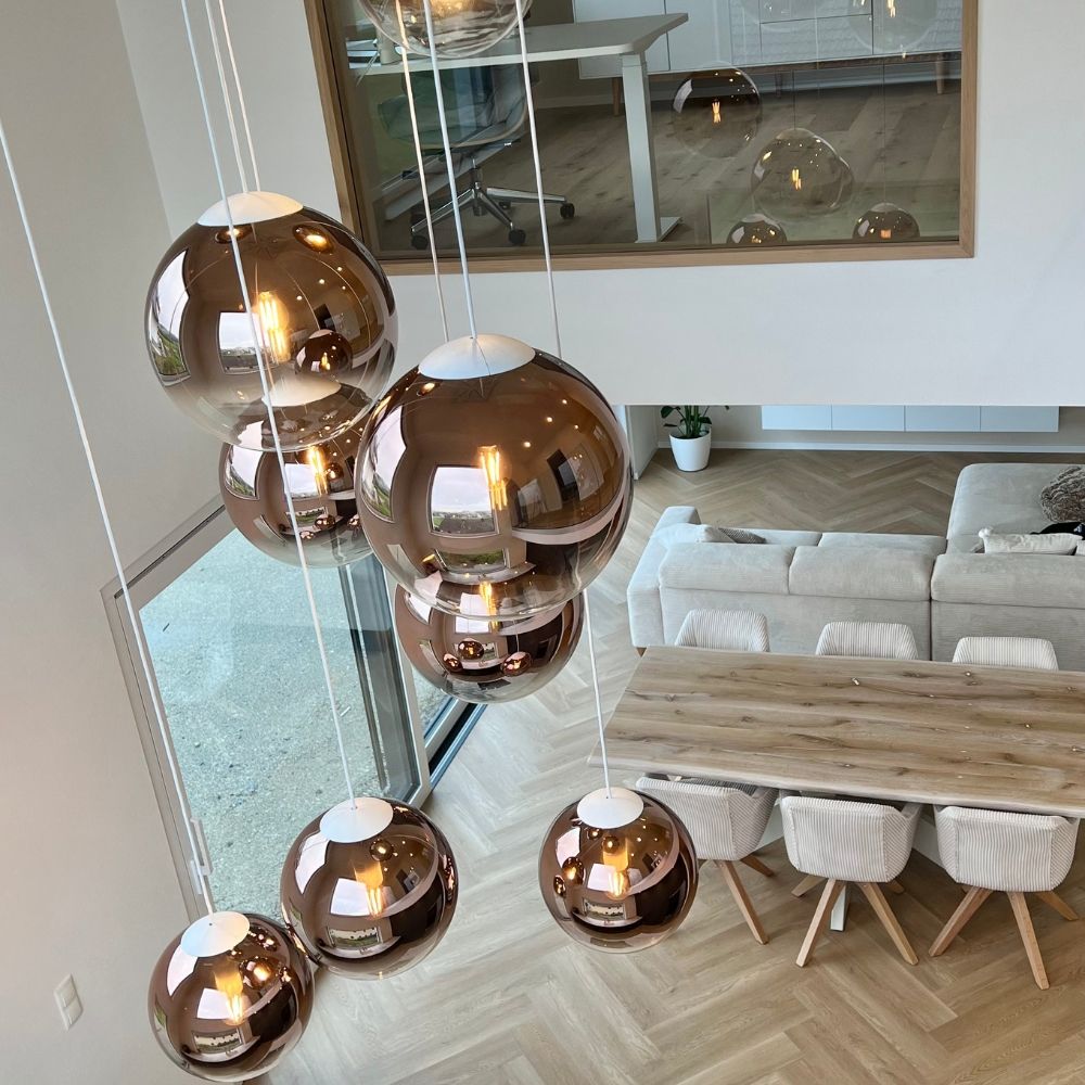 s.luce Orb glass globe gallery light suspension 500cm white