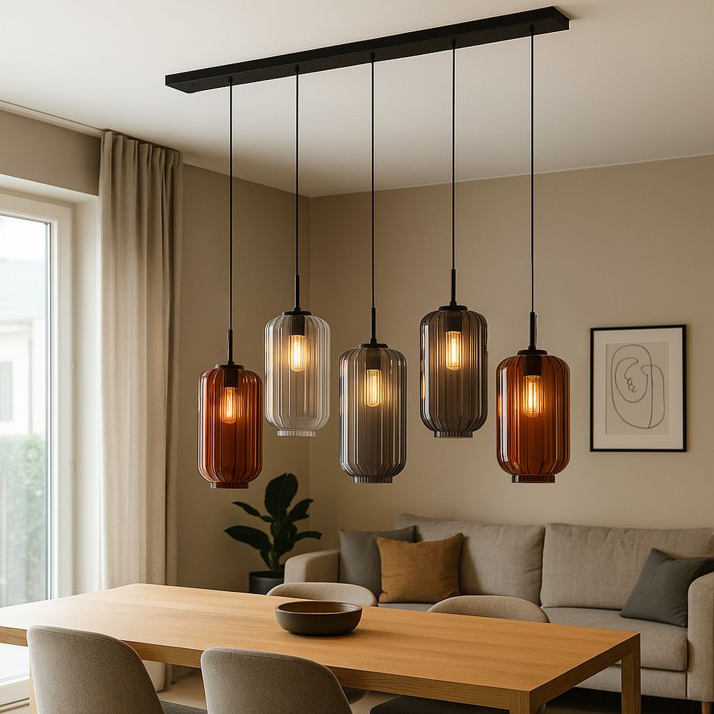 s.luce Velo dining table lamp 5-flame 160cm canopy Ø 18cm