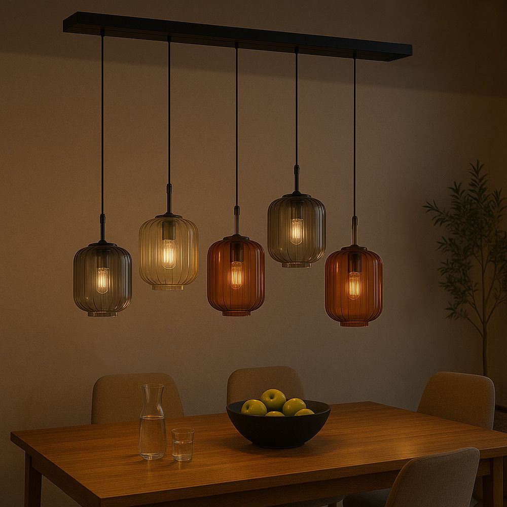 s.luce Velo dining table lamp 5-flame 160cm canopy Ø 20cm