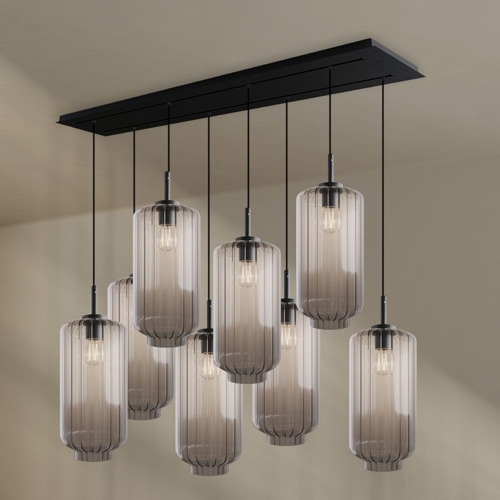 s.luce Velo dining table lamp 8-light 160cm 2-row Ø 18cm