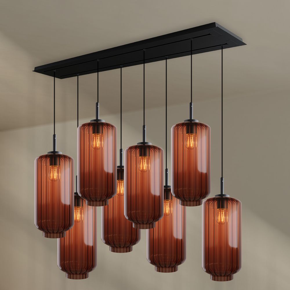 s.luce Velo dining table lamp 8-light 160cm 2-row Ø 18cm