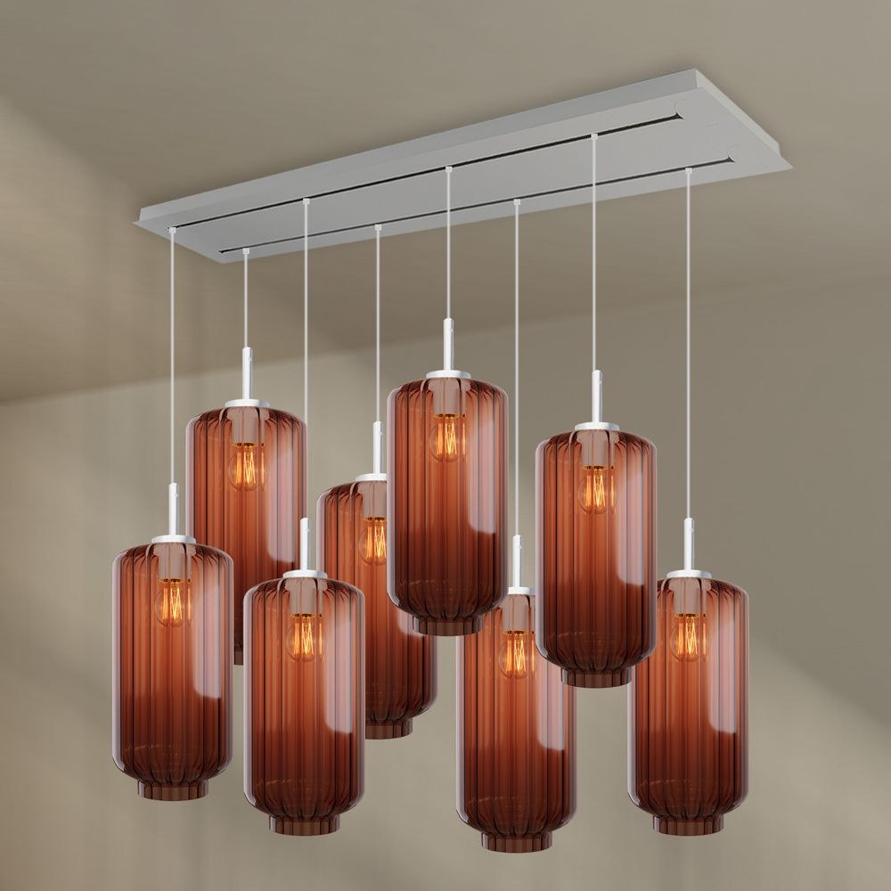 s.luce Velo dining table lamp 8-light 160cm 2-row Ø 18cm