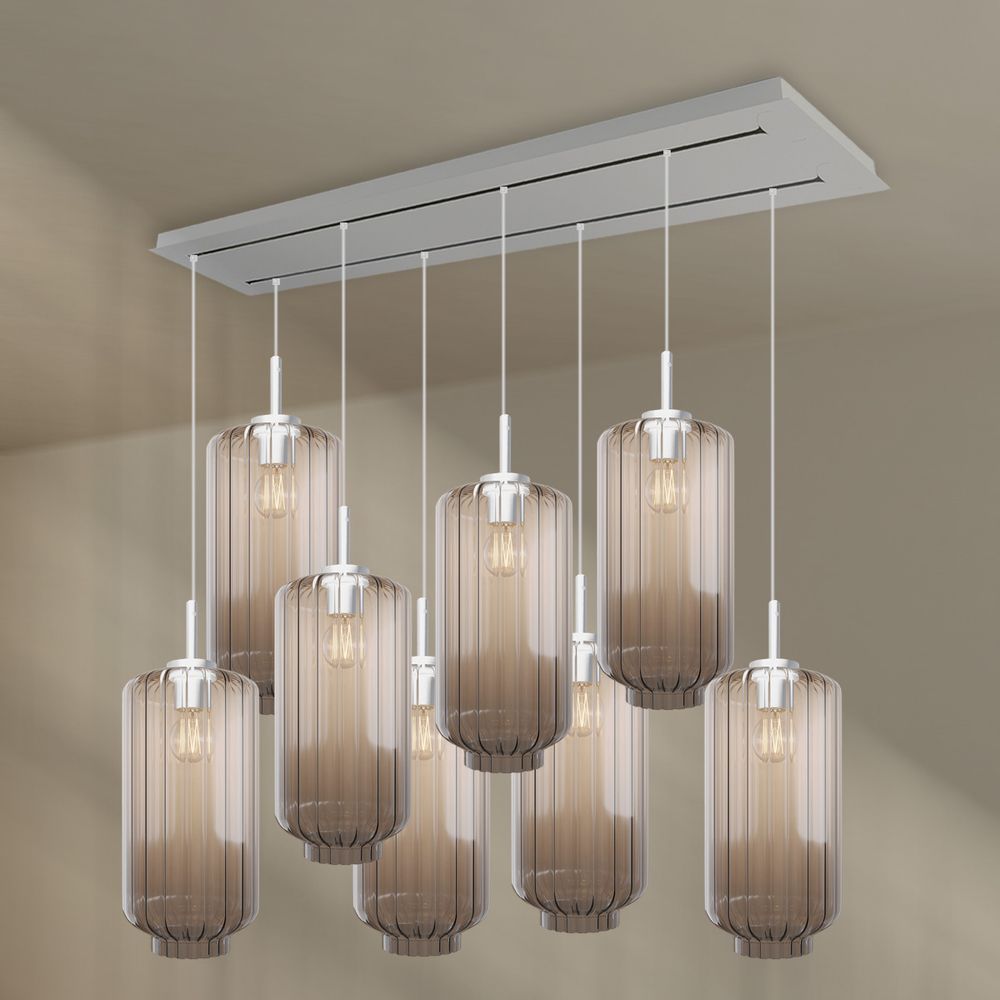 s.luce Velo dining table lamp 8-light 160cm 2-row Ø 18cm