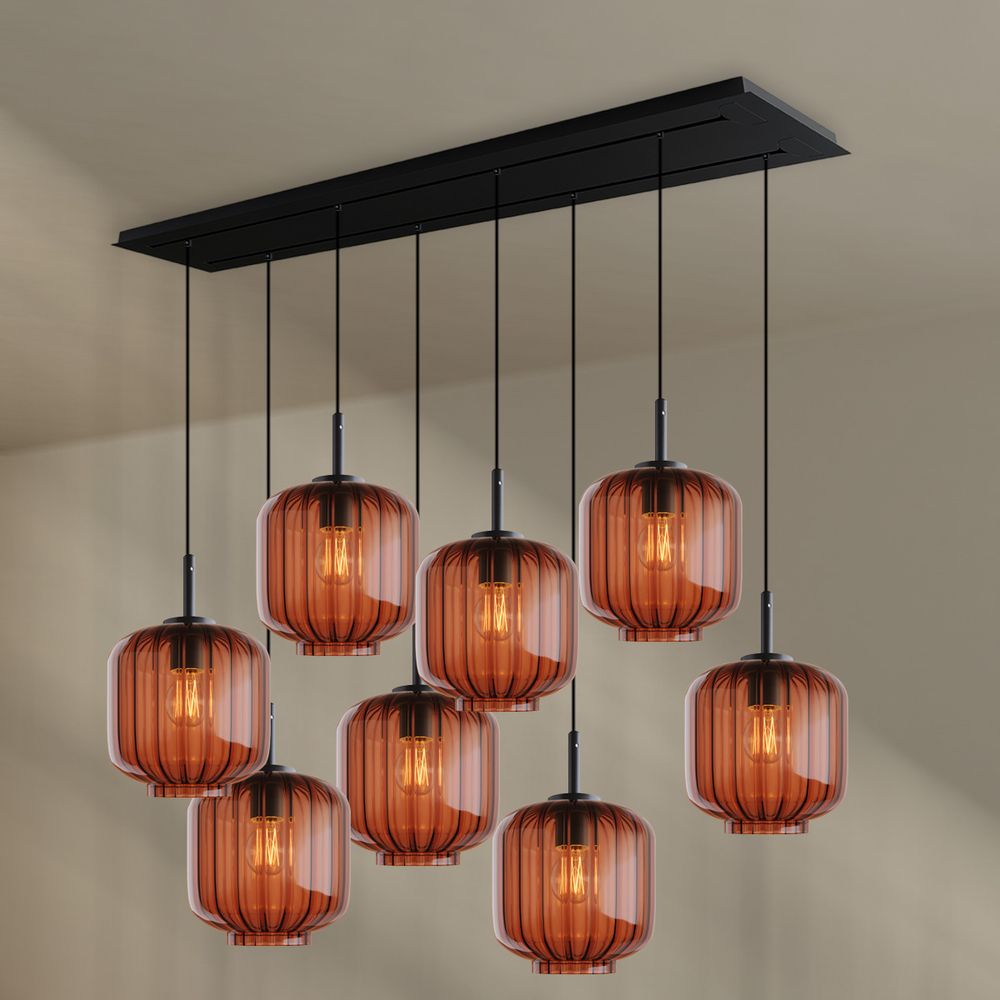 s.luce Velo dining room lamp 8-light 160cm 2-row Ø 20cm