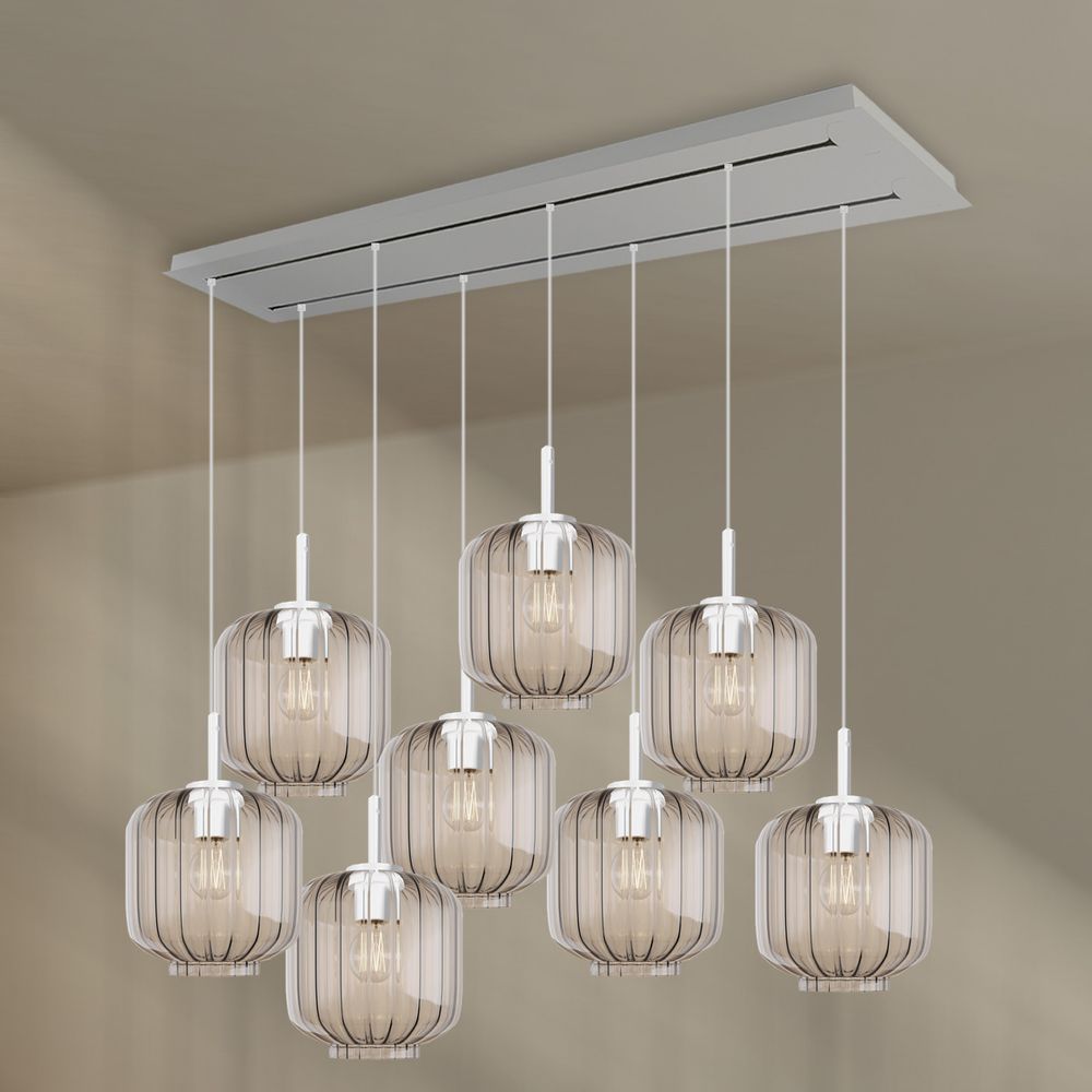 s.luce Velo dining room lamp 8-light 160cm 2-row Ø 20cm