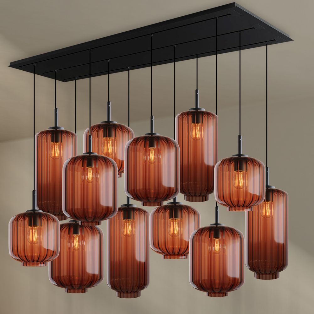 s.luce Velo dining room lamp 12-light 200cm 3-row Ø 18/20/25cm