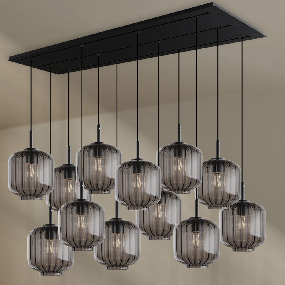 s.luce Velo dining table lamp 12-light 200cm 3-row Ø 20cm