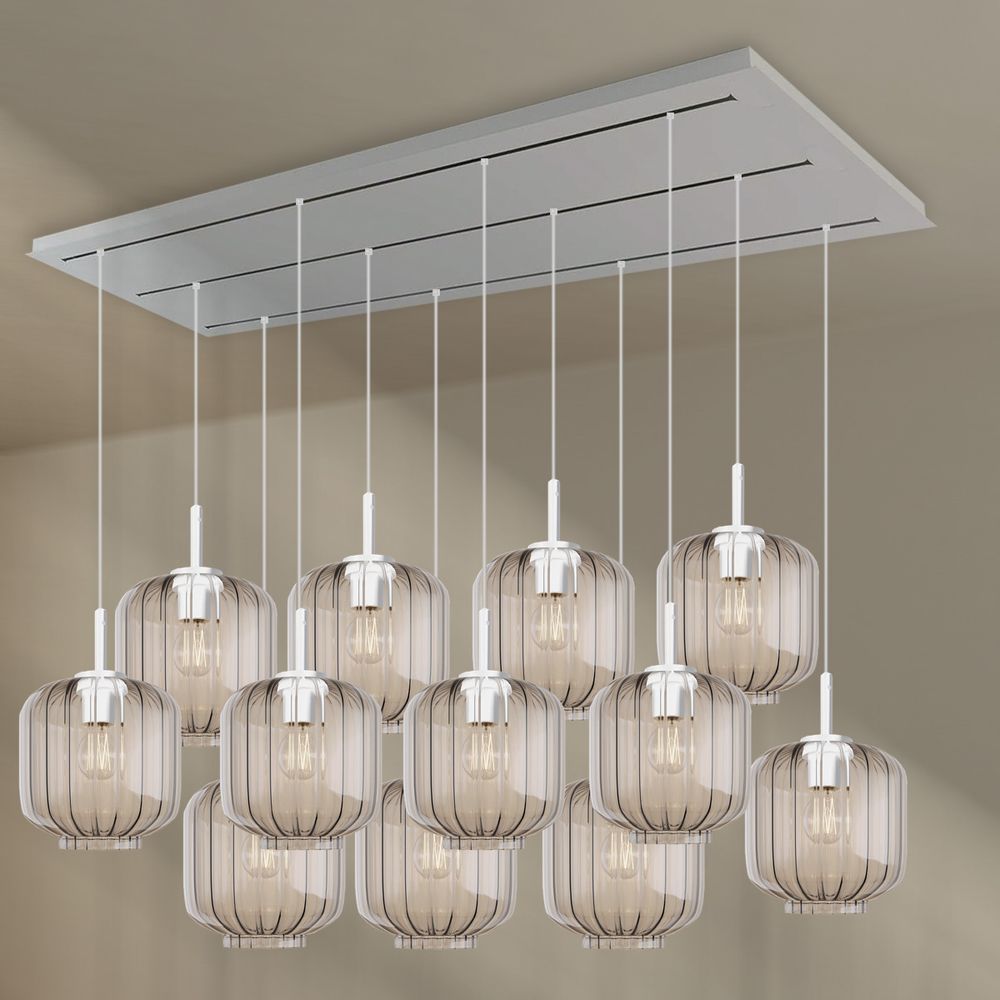 s.luce Velo dining table lamp 12-light 200cm 3-row Ø 20cm