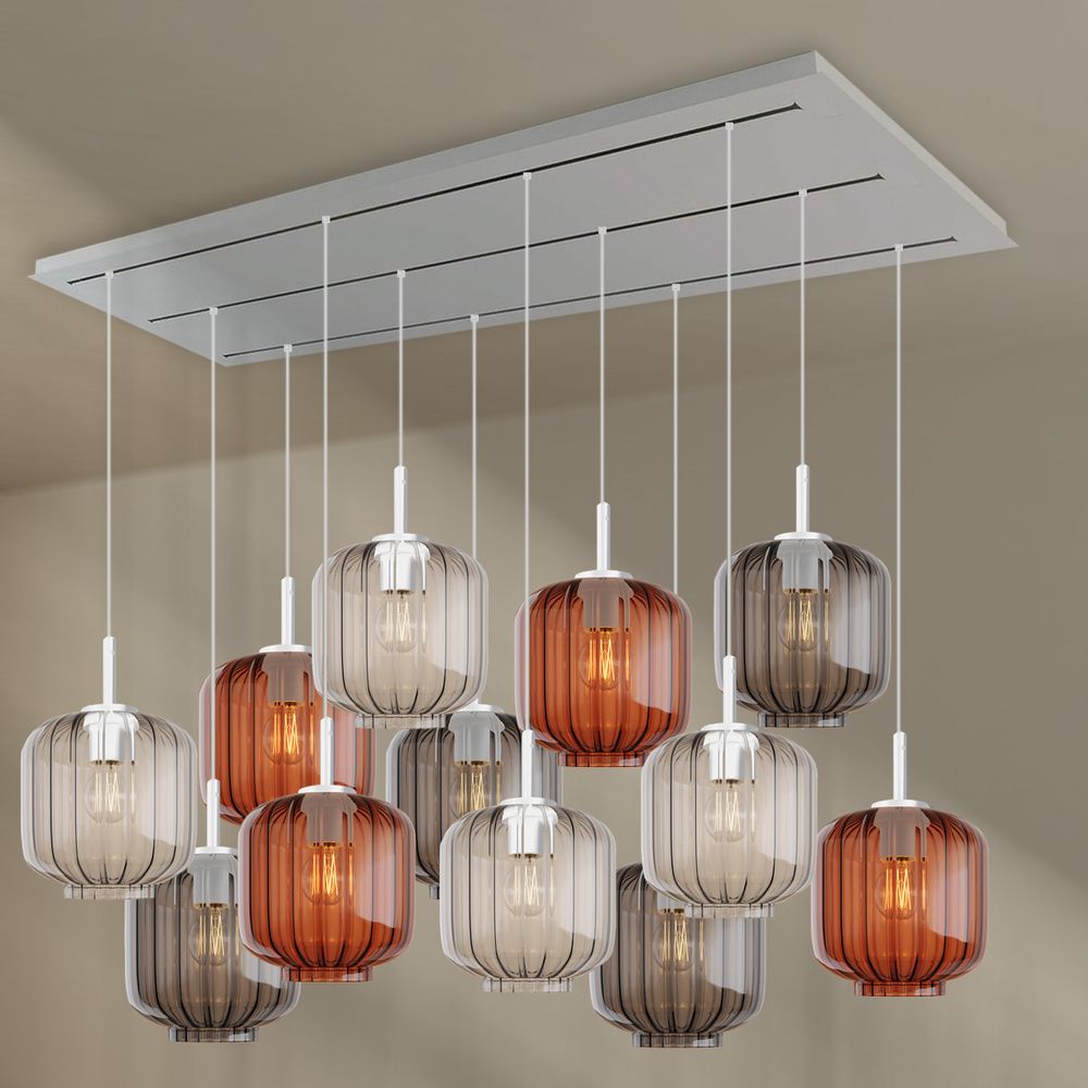 s.luce Velo dining table lamp 12-light 200cm 3-row Ø 20cm