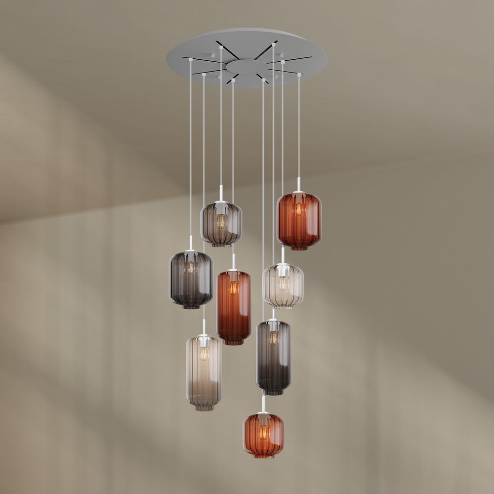 s.luce Velo gallery light 8-flame Ø 80cm canopy Ø 18/20/25cm