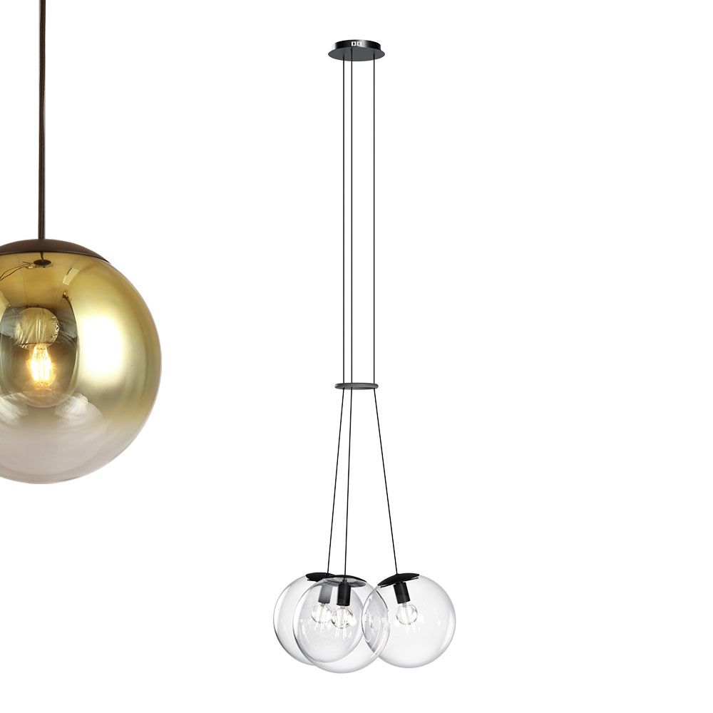 s.luce Cluster glass globe gallery lamp lámpara colgante 3 luces