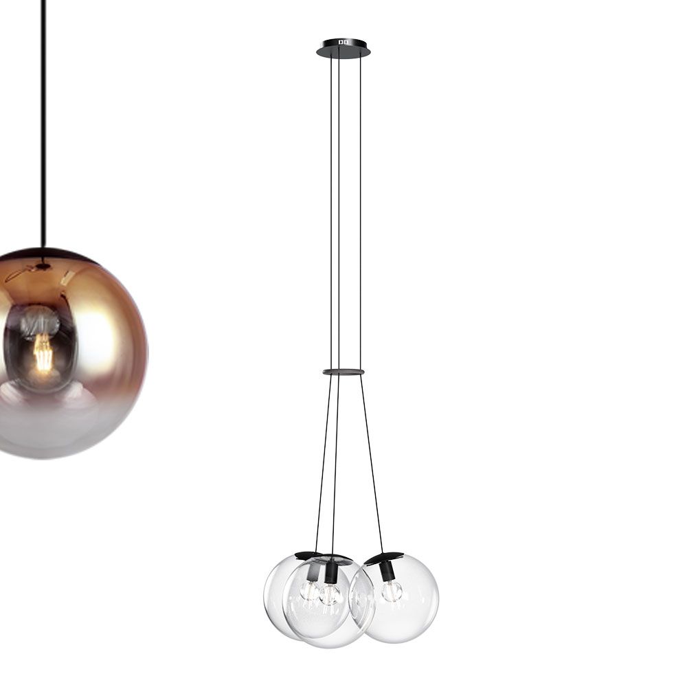 s.luce Cluster glass globe gallery lamp lámpara colgante 3 luces