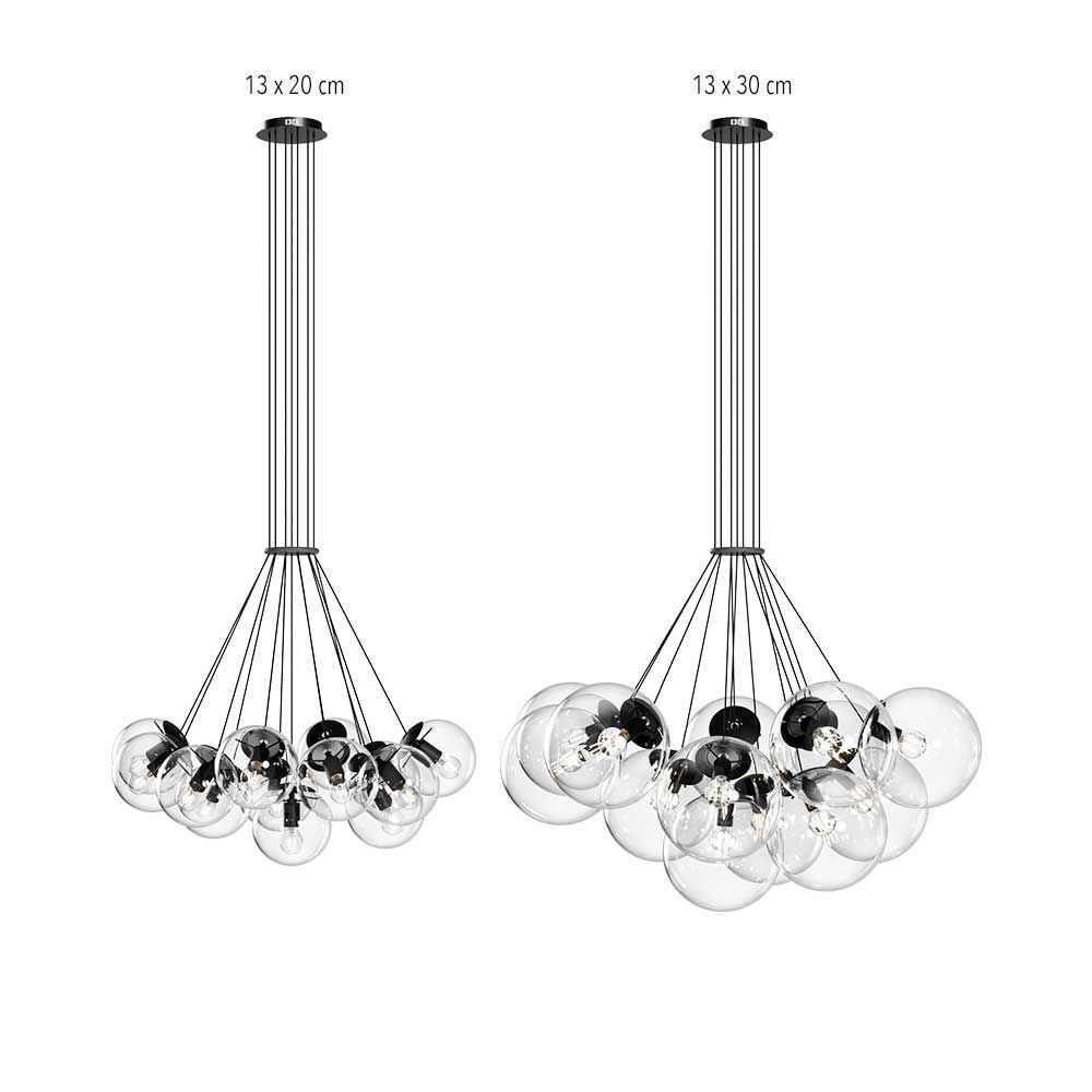 s.luce cluster glass globe gallery light lámpara colgante 13 luces