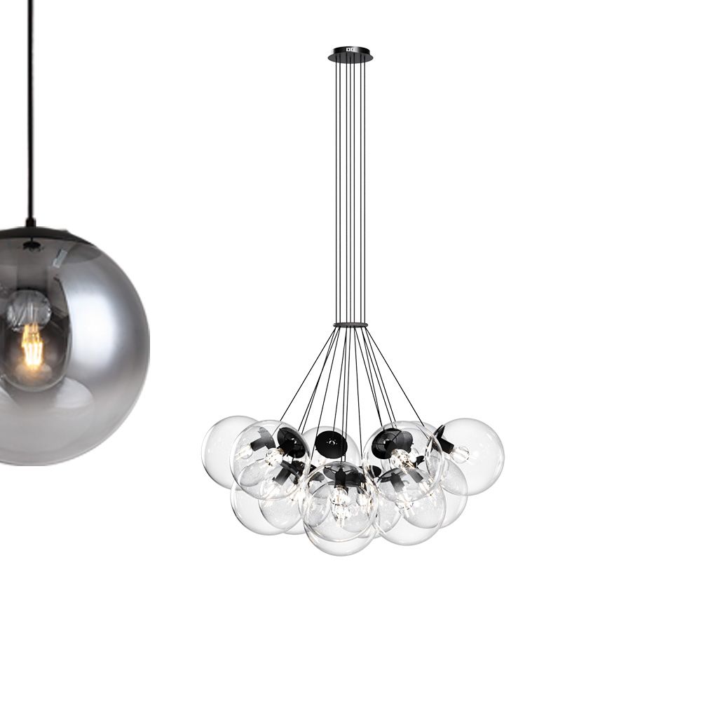 s.luce cluster glass globe gallery light lámpara colgante 13 luces