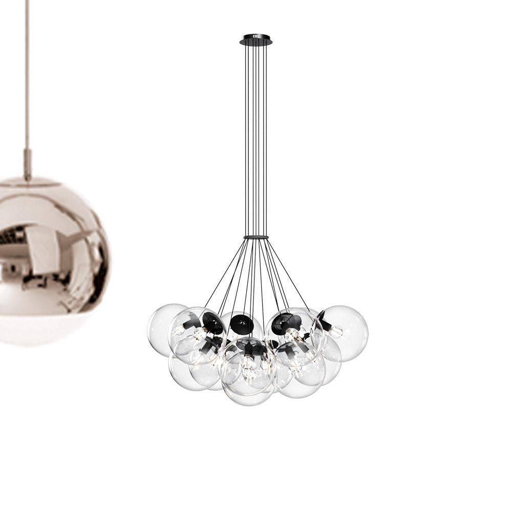 s.luce cluster glass globe gallery light lámpara colgante 13 luces