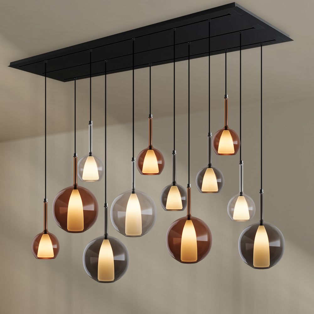 s.luce Belluna lámpara de mesa de comedor 12 luces 200cm 3 filas