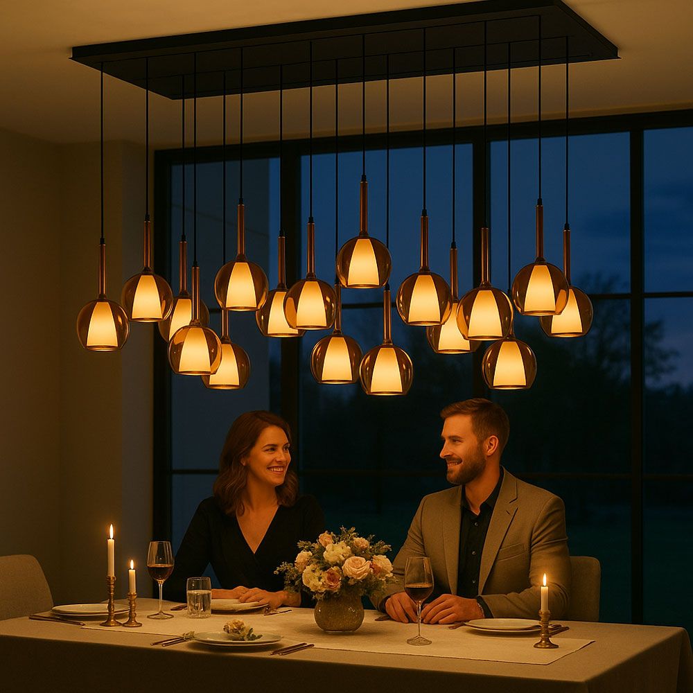 s.luce Belluna lámpara de mesa de comedor 12 luces 200cm 3 filas