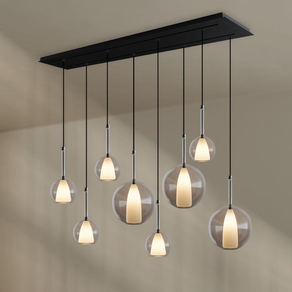 s.luce Belluna mesa de comedor lámpara colgante 8 luces 160cm 2 filas