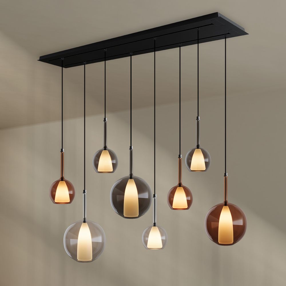 s.luce Belluna mesa de comedor lámpara colgante 8 luces 160cm 2 filas