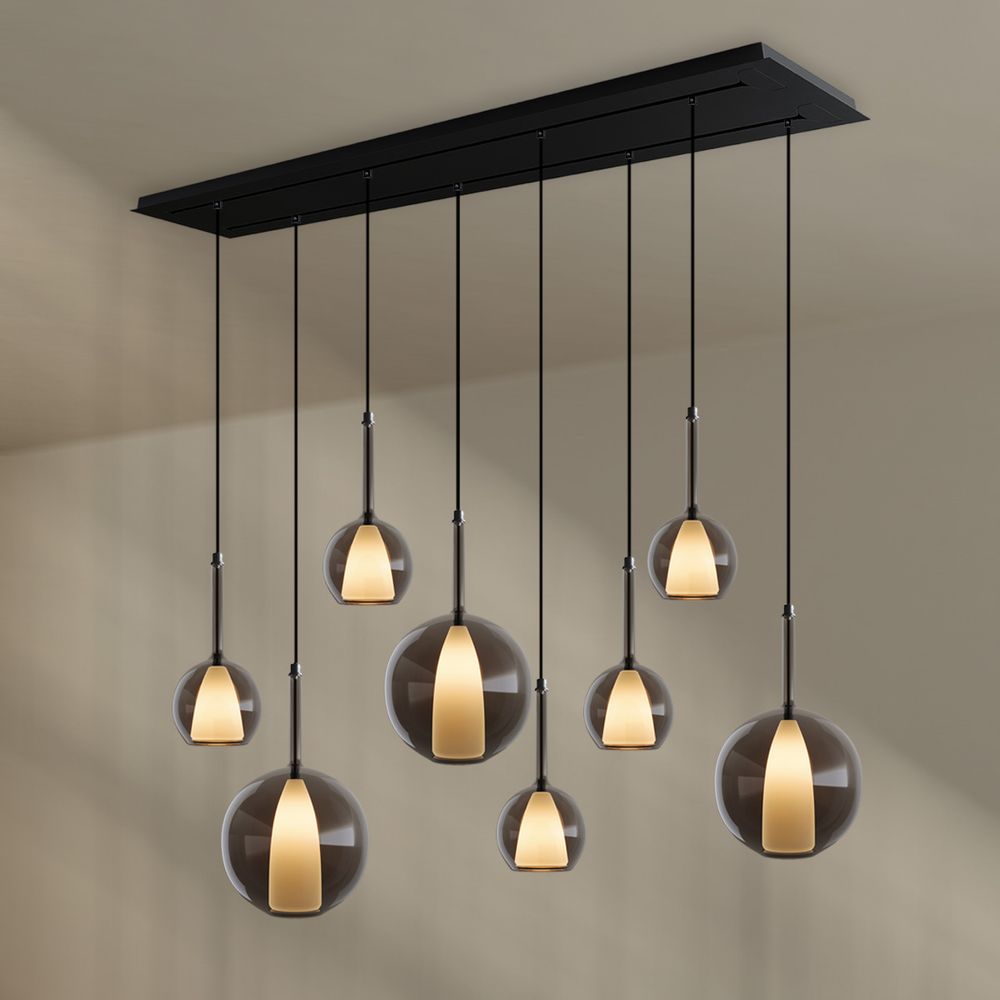 s.luce Belluna mesa de comedor lámpara colgante 8 luces 160cm 2 filas