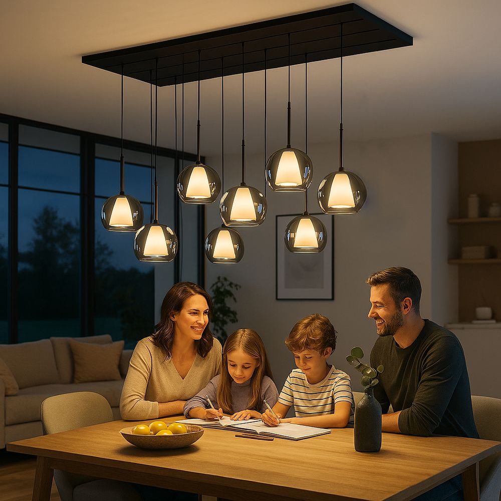 s.luce Belluna mesa de comedor lámpara colgante 8 luces 200cm