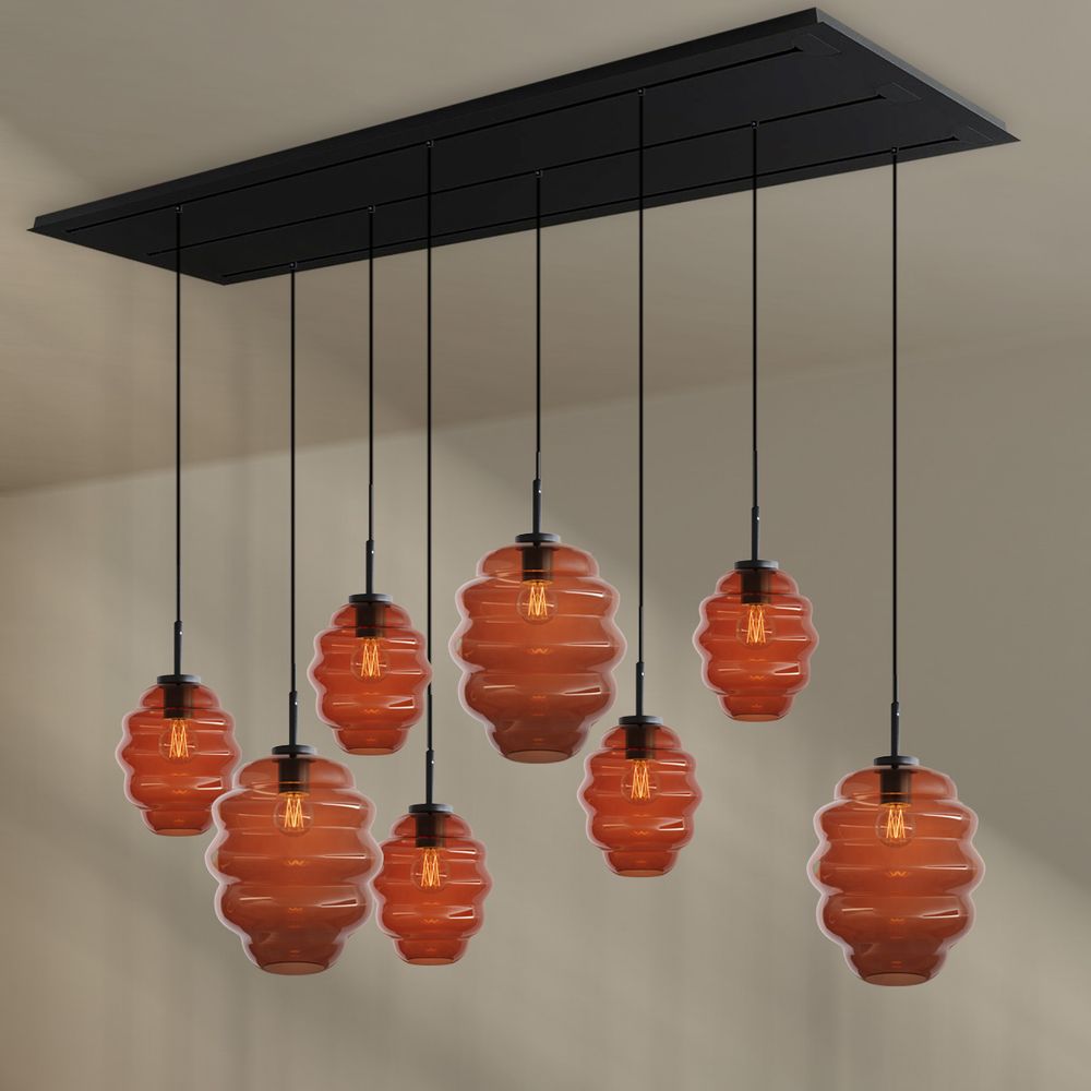 s.luce Echos lámpara de mesa de comedor 8 luces 200cm 3 filas Ø 18/25cm