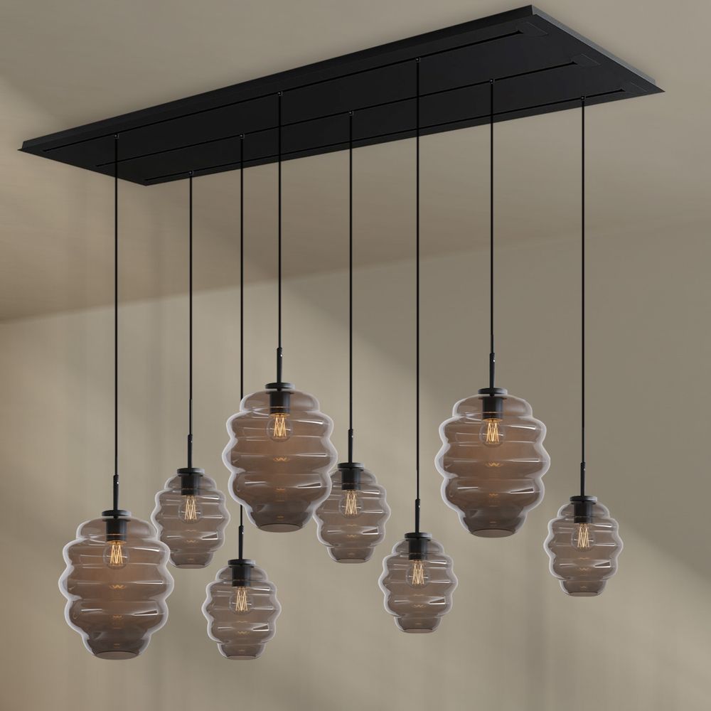 s.luce Echos lámpara de mesa de comedor 8 luces 200cm 3 filas Ø 18/25cm