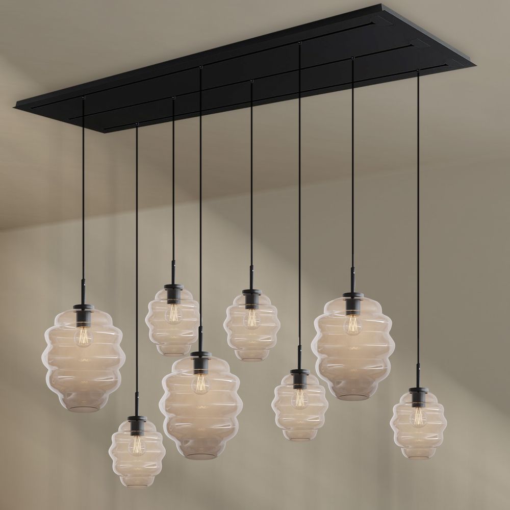 s.luce Echos lámpara de mesa de comedor 8 luces 200cm 3 filas Ø 18/25cm