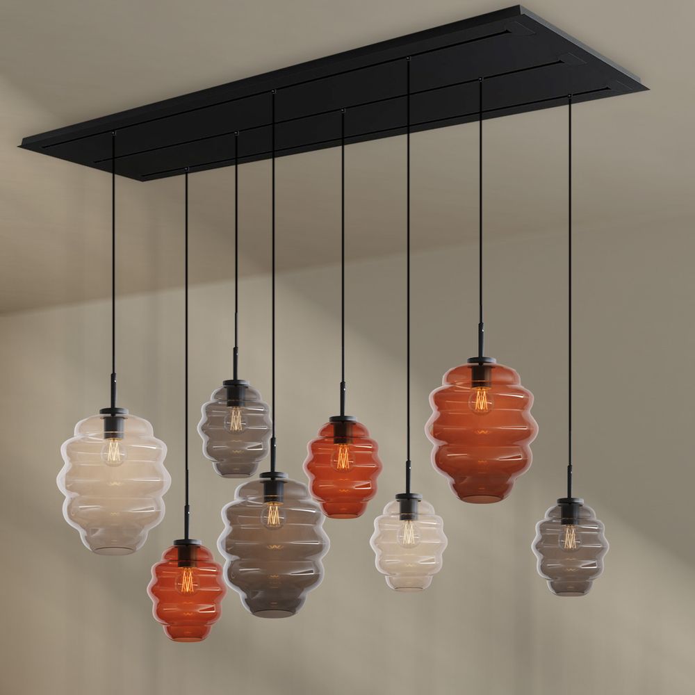 s.luce Echos lámpara de mesa de comedor 8 luces 200cm 3 filas Ø 18/25cm