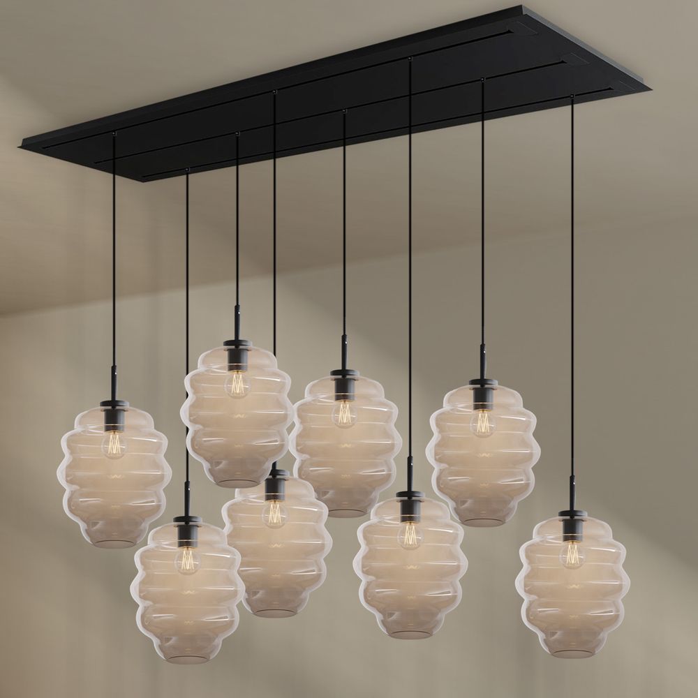 s.luce Echos lámpara de mesa de comedor 8 luces 200cm 3 filas Ø 25cm