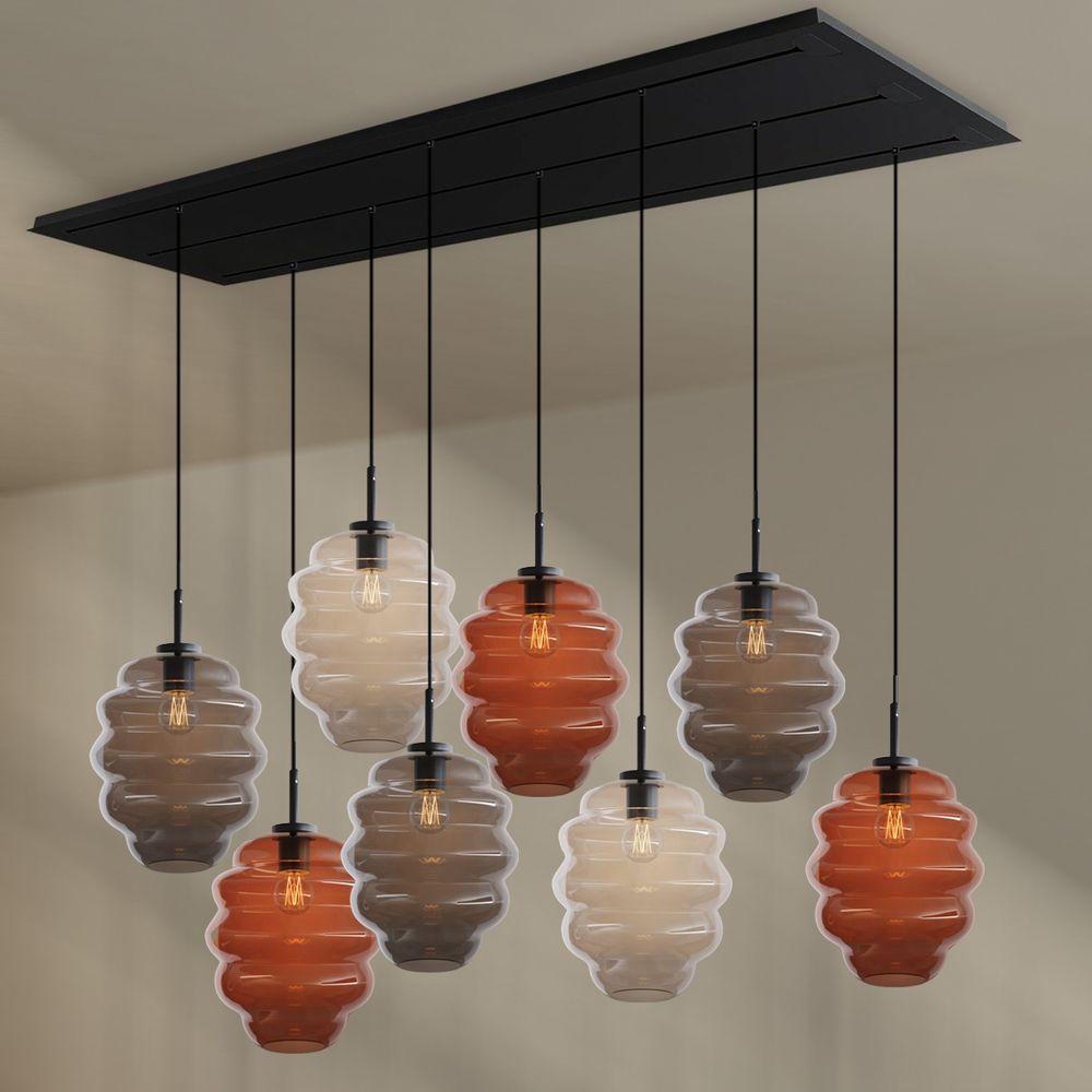 s.luce Echos lámpara de mesa de comedor 8 luces 200cm 3 filas Ø 25cm