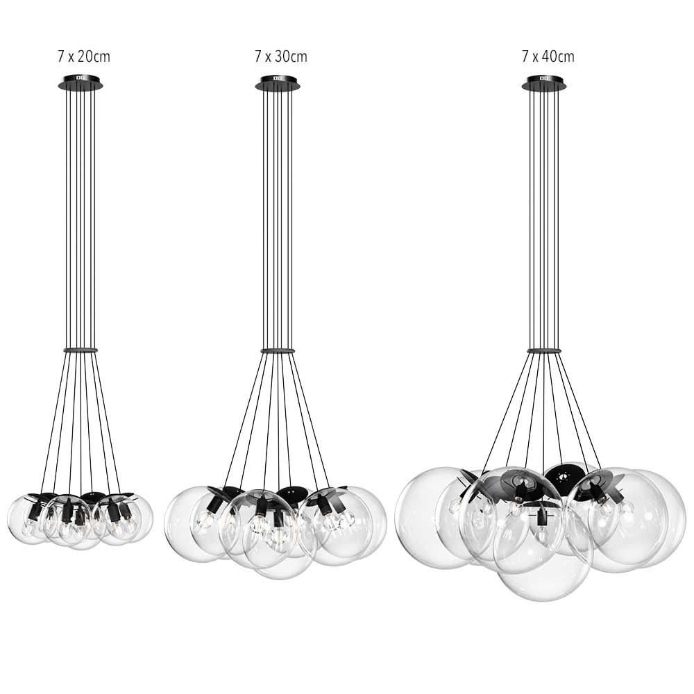 s.luce Cluster Boule de verre Lampe de galerie Suspension à 7 flammes