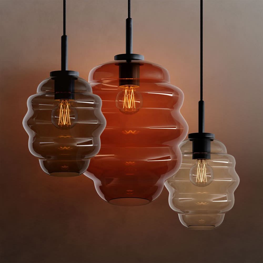 s.luce Echos Lampe à suspendre en verre Suspension 150cm Noir