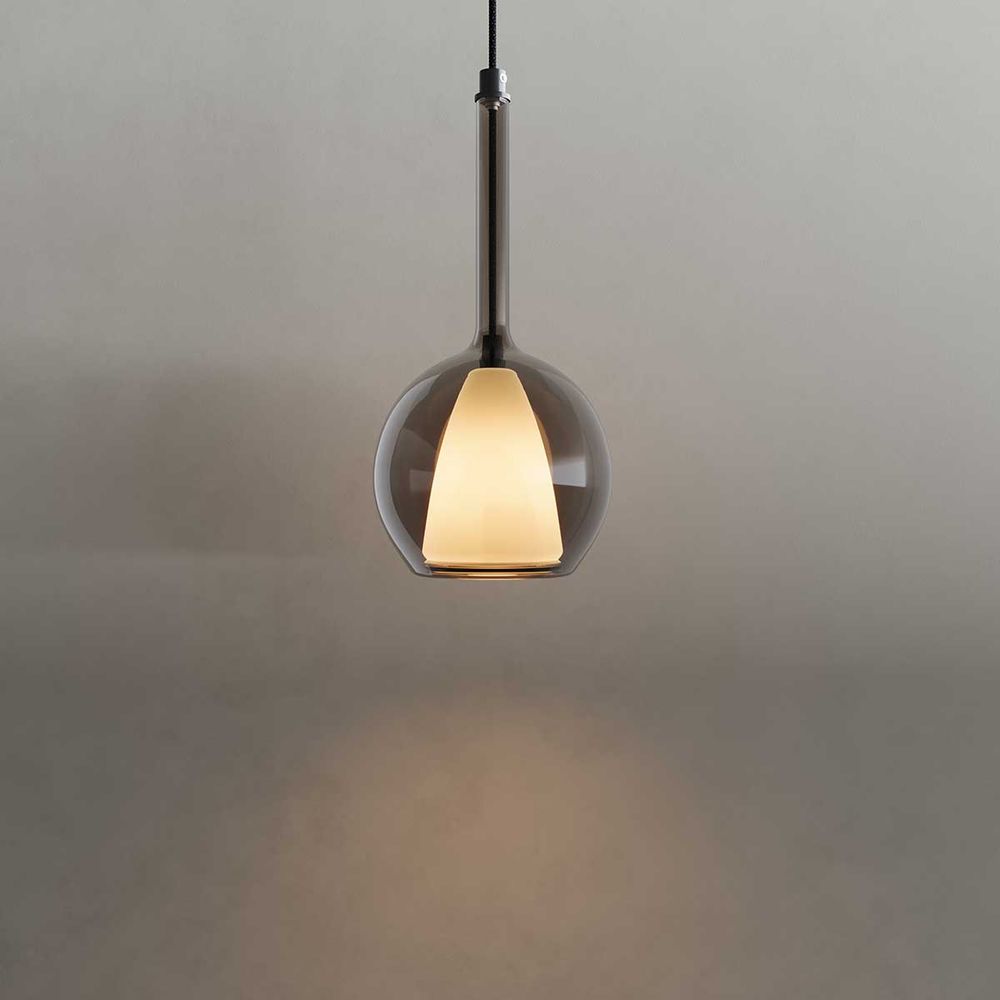 s.luce Belluna suspension en verre 150cm câble textile