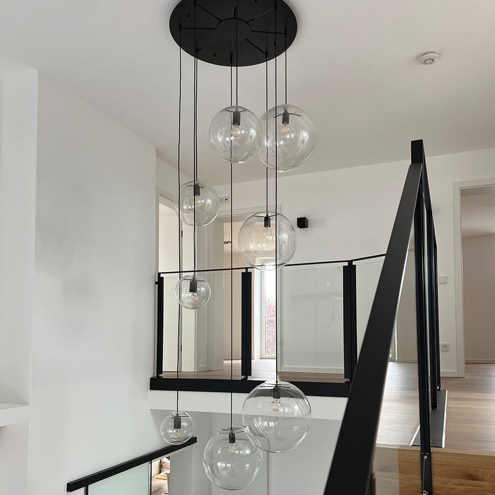 s.luce Orb Boule en verre Lampe de galerie 500cm Suspension noire