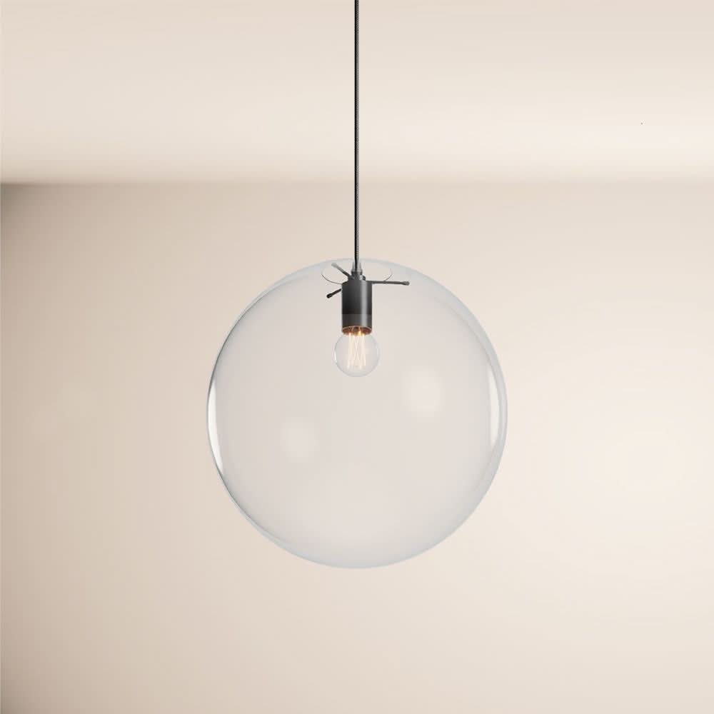 s.luce Orb Boule en verre Lampe de galerie 500cm Suspension noire